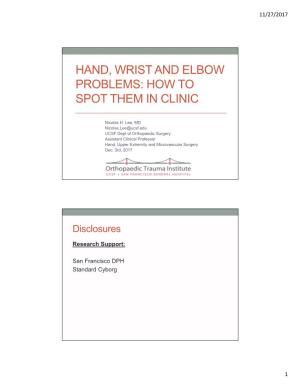 Hand, Wrist and Elbow Problems: How to Spot Them in Clinic