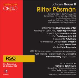 Ritter Pásmán Komische Oper in Drei Akten, Op