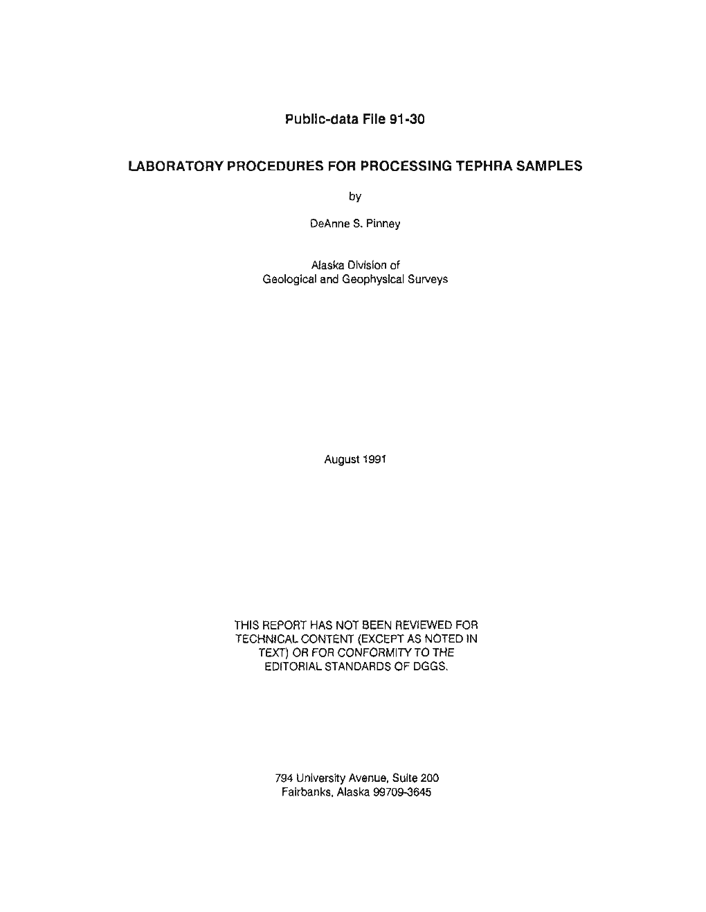 Public-Data File 91-30 LABORATORY PROCEDURES FOR