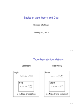 Basics of Type Theory and Coq