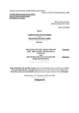 Judgment Lord Justice Scott Baker