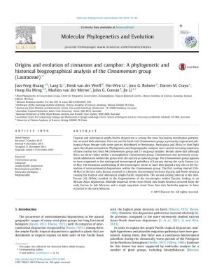 Origins and Evolution of Cinnamon and Camphor: a Phylogenetic and Historical Biogeographical Analysis of the Cinnamomum Group (Lauraceae) Q