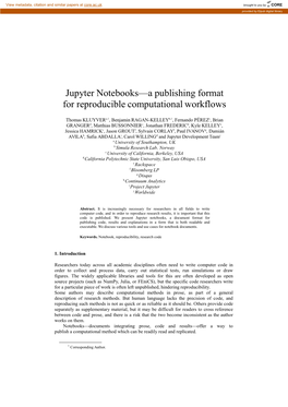 Jupyter Notebooks—A Publishing Format for Reproducible Computational Workflows