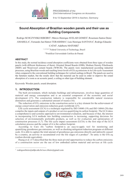 Sound Absorption of Brazilian Wooden Panels and Their Use As Building Components