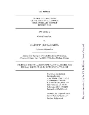 Document Received by the CA 1St District Court of Appeal. TABLE of CONTENTS