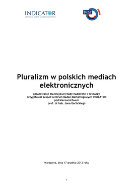Pluralizm W Polskich Mediach Elektronicznych