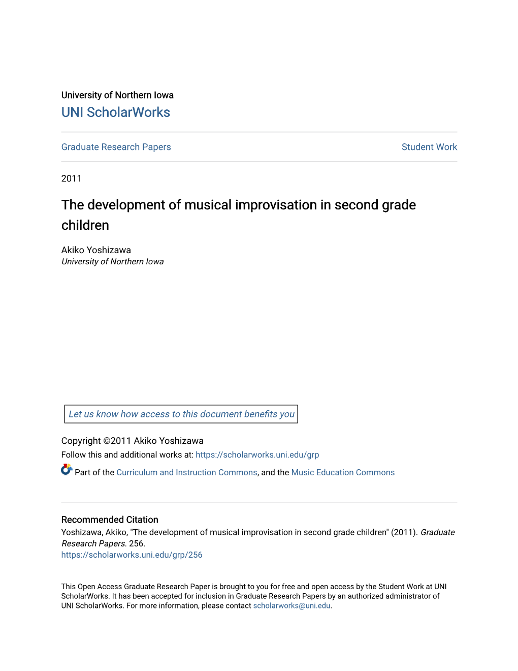 The Development of Musical Improvisation in Second Grade Children