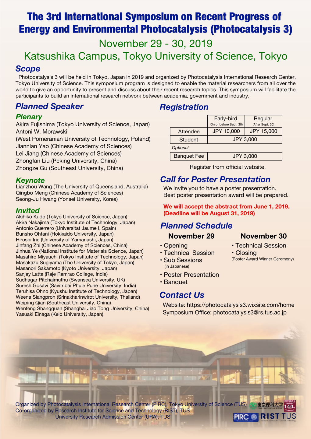 The 3Rd International Symposium on Recent Progress of Energy and Environmental Photocatalysis (Photocatalysis 3)