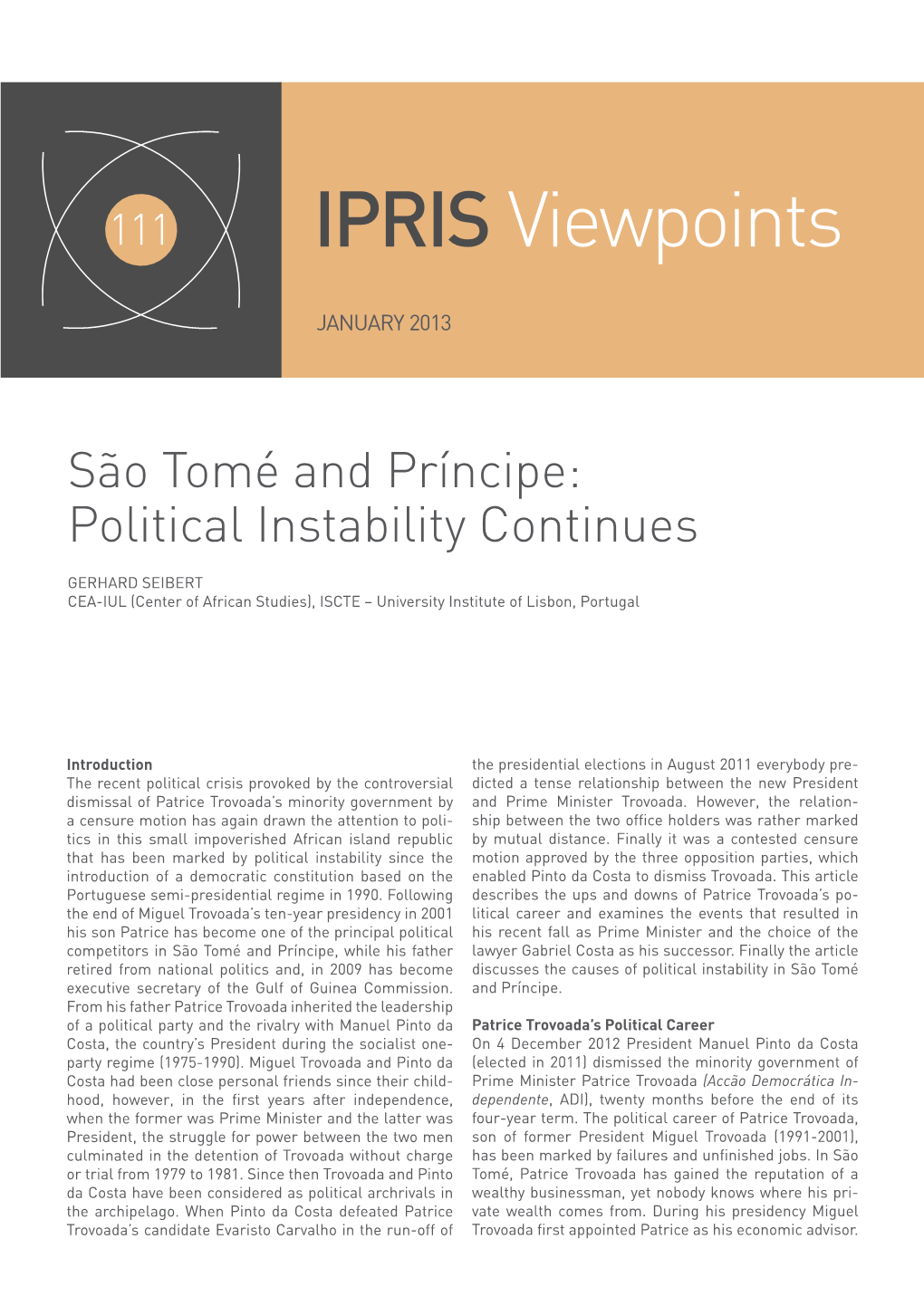 São Tomé and Príncipe: Political Instability Continues