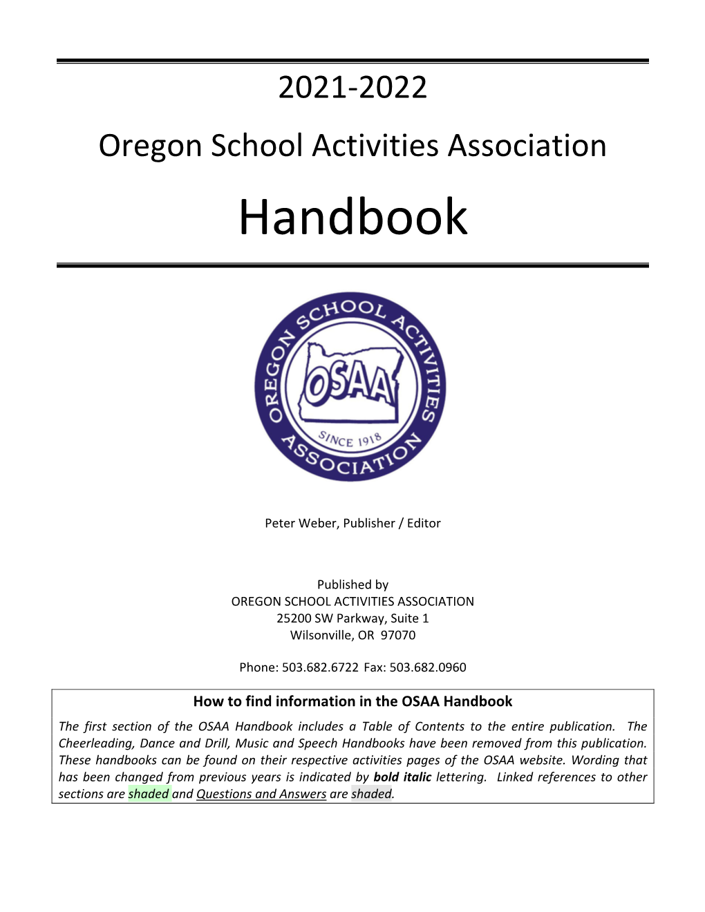 2021-2022 Oregon School Activities Association