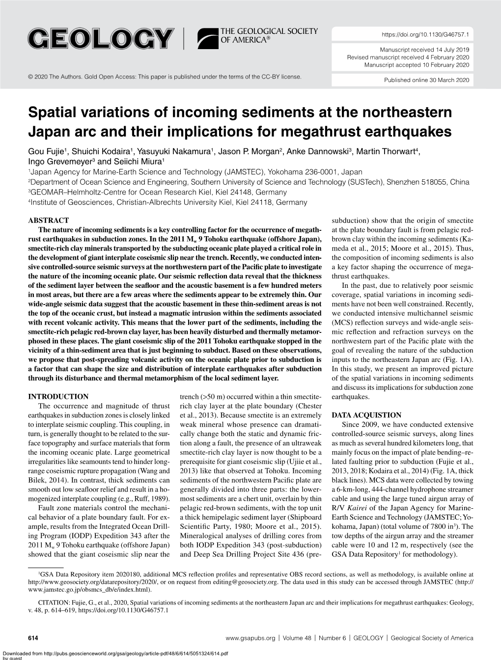 Spatial Variations of Incoming Sediments at the Northeastern