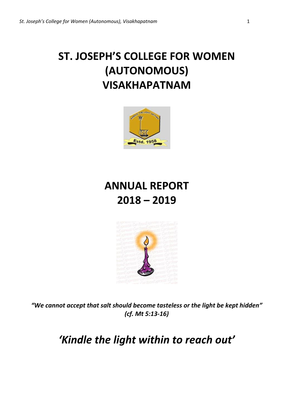 (Autonomous) Visakhapatnam Annual Report 2018 – 2019