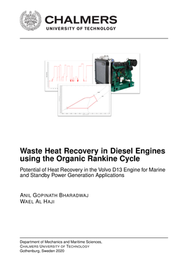 Waste Heat Recovery in Diesel Engines Using the Organic Rankine