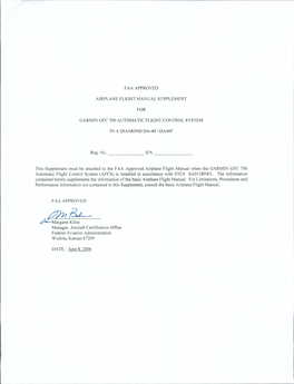 FAA Approved Airplane Flight Manual Supplement Garmin Ltd