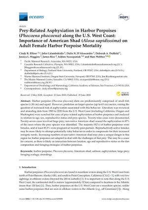 Prey-Related Asphyxiation in Harbor Porpoises (Phocoena Phocoena) Along the U.S