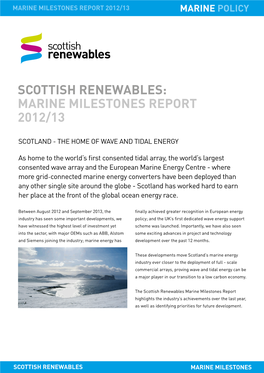 Scottish Renewables: Marine Milestones Report 2012/13