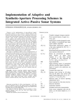 Implementation of Adaptive and Synthetic-Aperture Processing Schemes in Integrated Active–Passive Sonar Systems