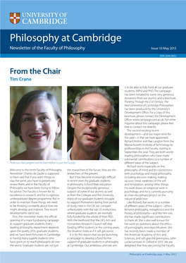 Philosophy at Cambridge Newsletter of the Faculty of Philosophy Issue 10 May 2013
