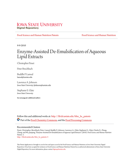 Enzyme-Assisted De-Emulsification of Aqueous Lipid Extracts Christopher Penet