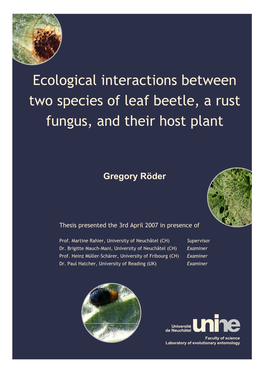 Ecological Interactions Between Two Species of Leaf Beetle, a Rust Fungus, and Their Host Plant