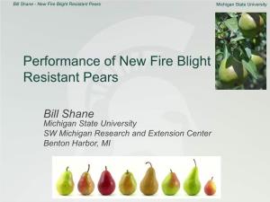 Performance of New Fire Blight Resistant Pears