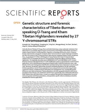 Genetic Structure and Forensic Characteristics of Tibeto