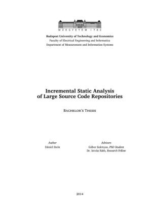 Incremental Static Analysis of Large Source Code Repositories