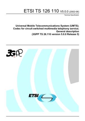 TS 126 110 V5.0.0 (2002-06) Technical Specification