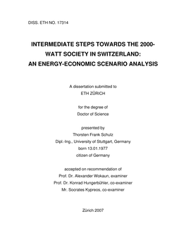 Steps Towards the 2000-Watt Society 070729