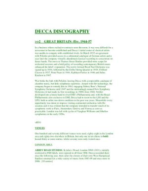 Decca Discography