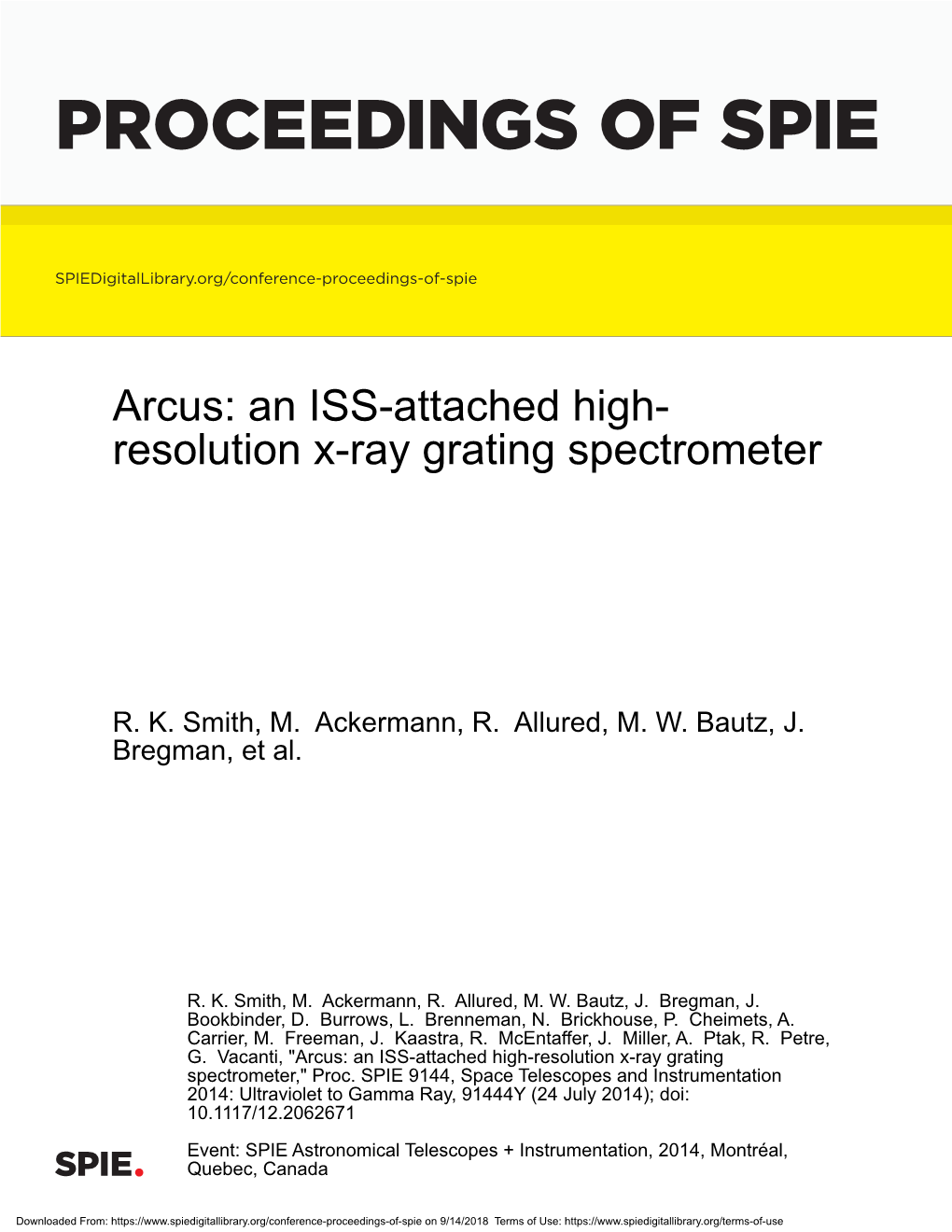 Proceedings of Spie