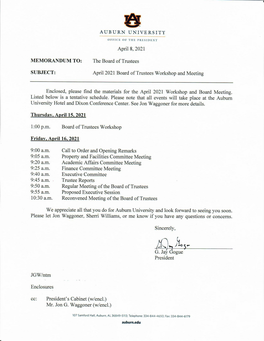 MEMORANDUM TO: SUBJECT: Thursday, April