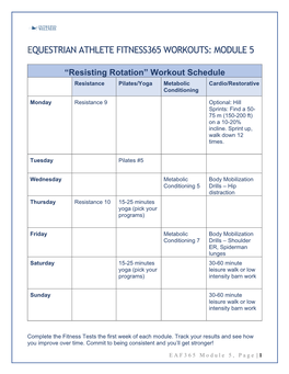 Equestrian Athlete Fitness365 Workouts: Module 5