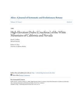 High-Elevation Draba (Cruciferae) of the White Mountains of California and Nevada Reed C