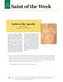 Andrew the Apostle First Century Feast Day—November 30