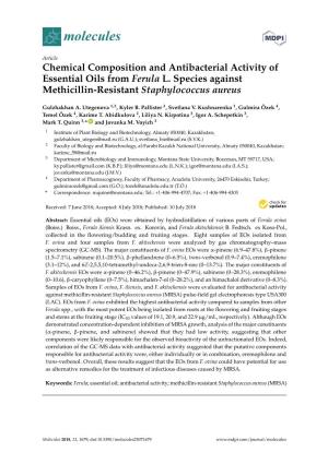 Chemical Composition and Antibacterial Activity of Essential Oils from Ferula L