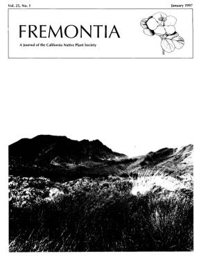 FREMONTIA a Journal of the California Native Plant Society FREMONTIA Vol