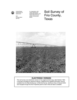Soil Survey of Frio County, Texas I
