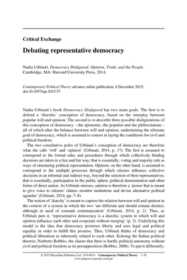 Debating Representative Democracy