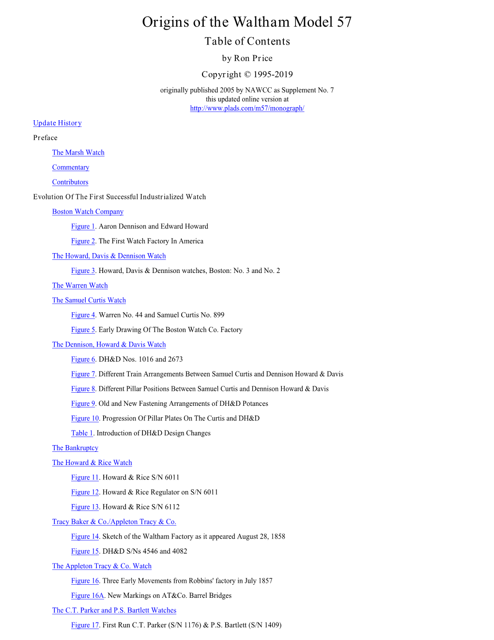 Origins of the Waltham Model 57 Table of Contents by Ron Price Copyright © 1995-2019 Originally Published 2005 by NAWCC As Supplement No