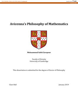 Avicenna's Philosophy of Mathematics