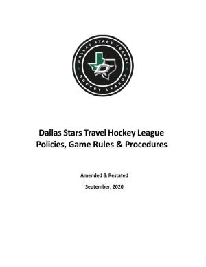 Dallas Stars Travel Hockey League Policies, Game Rules & Procedures