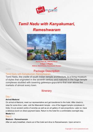 Tamil Nadu with Kanyakumari, Rameshwaram