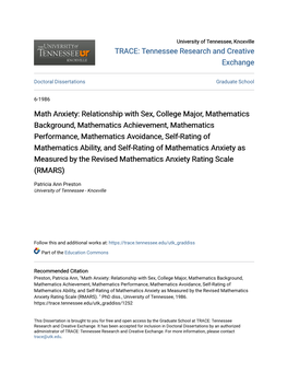 Math Anxiety