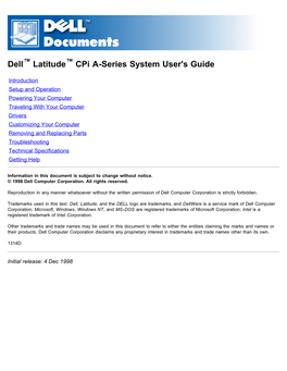Dell™ Latitude™ Cpi A-Series System User's Guide