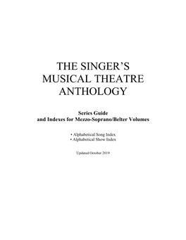 THE SINGER's MUSICAL THEATRE ANTHOLOGY Mezzo-Soprano/Belter Volumes