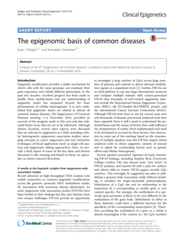 The Epigenomic Basis of Common Diseases Euan J