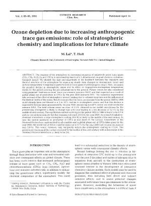 Ozone Depletion Due to Increasing Anthropogenic Trace Gas Emissions: Role of Stratospheric Chemistry and Implications for Future Climate
