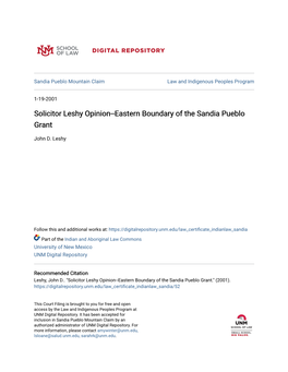 Eastern Boundary of the Sandia Pueblo Grant