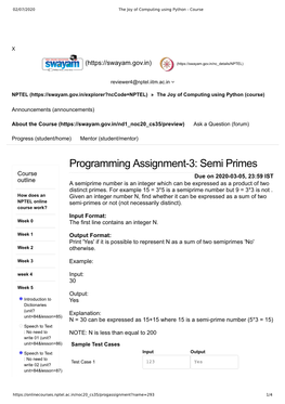 Programming Assignment-3: Semi Primes
